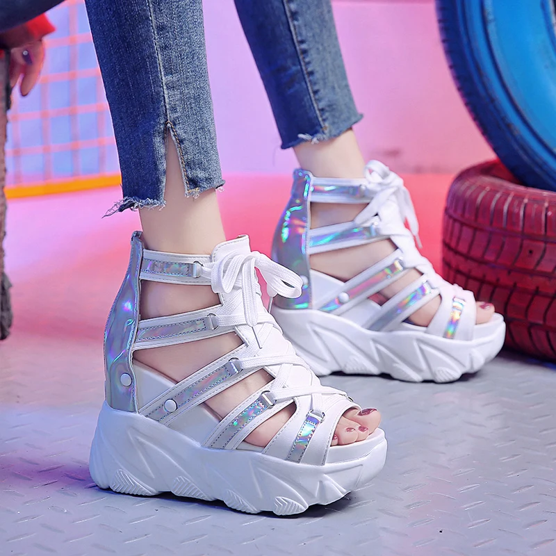 

Fashion Women Sandals 11 High Heels Casual Chunky Sandals Woman Summer Increase Shoes Platform Wedges Increase Slippers Slides