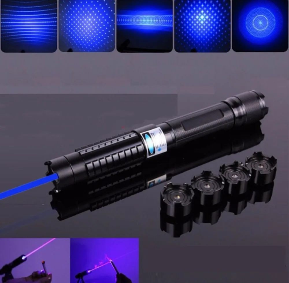 Blue Laser Pointer Pen Beam High Power 1000000m 450Nm Flashlight Burning Matc 