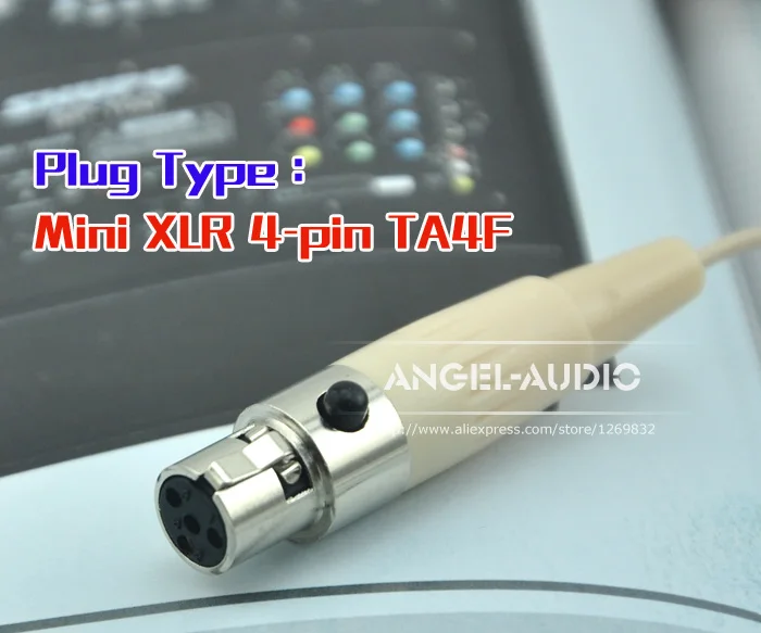 Телесный цвет Мини XLR TA4F 4PIN разъем Заушник гарнитура микрофон для SHURE беспроводной поясной передатчик