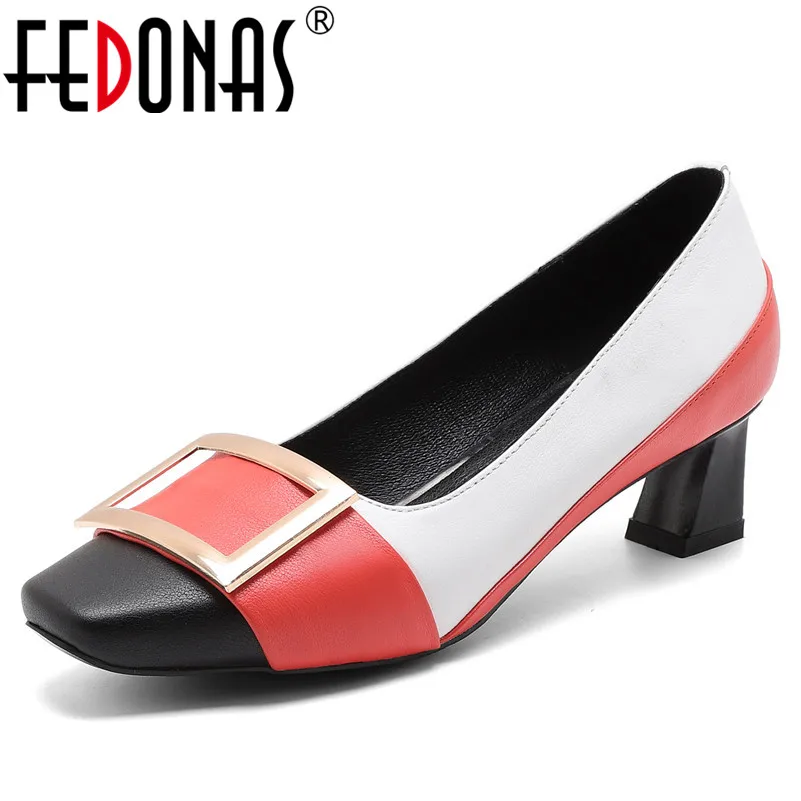 

FEDONAS 2020 Spring Autumn Quality Genuine Leather Women Pumps Platforms High Heels Elegant Office Lady Shoes Party Shoes Woman