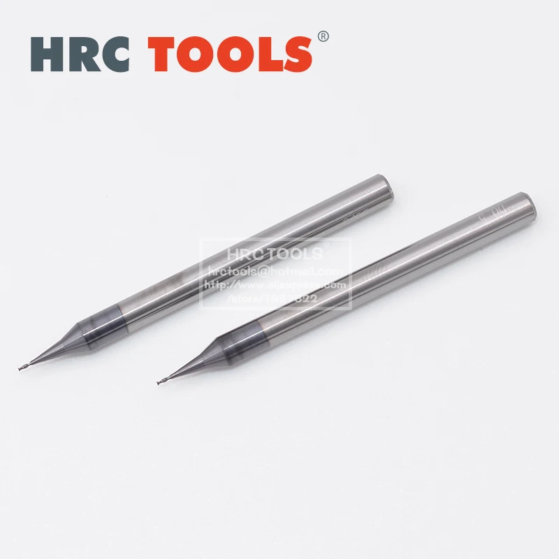 

5pcs Length 50mm 0.2-0.9mm Tungsten Carbide CNC endmill 2Flutes Micro Flat/Ball Router Bits End Mill