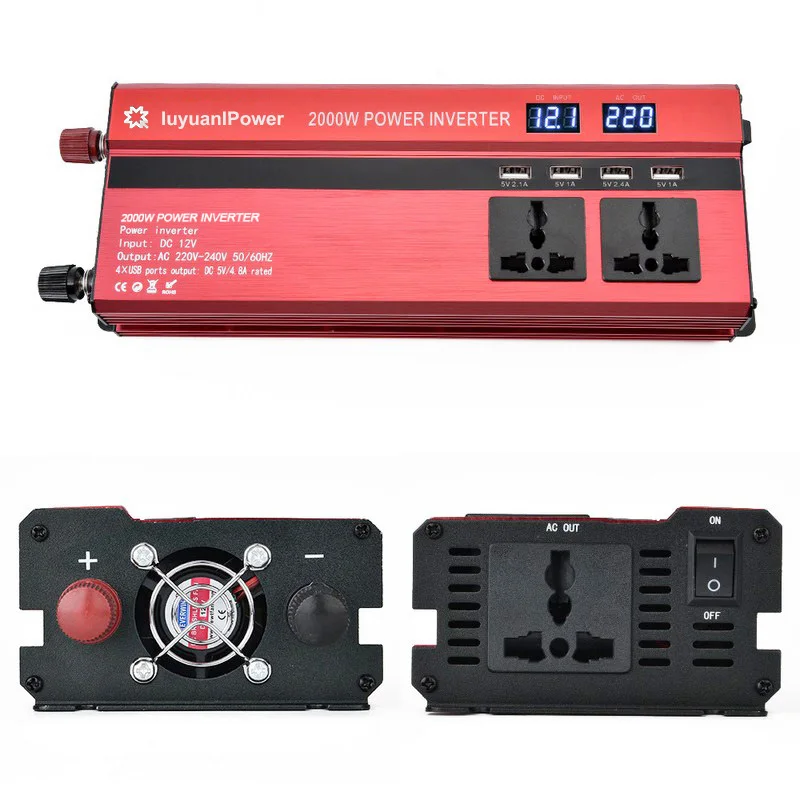 

2000W DC 12V to AC 220V 4 USB ports car power inverter converter charger with LED diaplay Modified Sine Wave