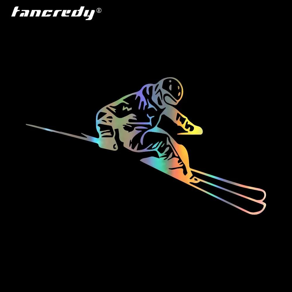 

12.9*7.4 Interesting Down Slopes Skiing Decor Reflective Car Sticker Vinyl Extreme Movement Silhouette