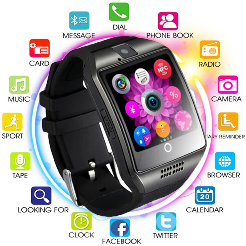 

Bluetooth Smart Watch Q18 Support Sim TF Card Men Women Reloj Inteligente for IOS Android Samsung Xiaomi Huawei PK A1 Y1 Q8