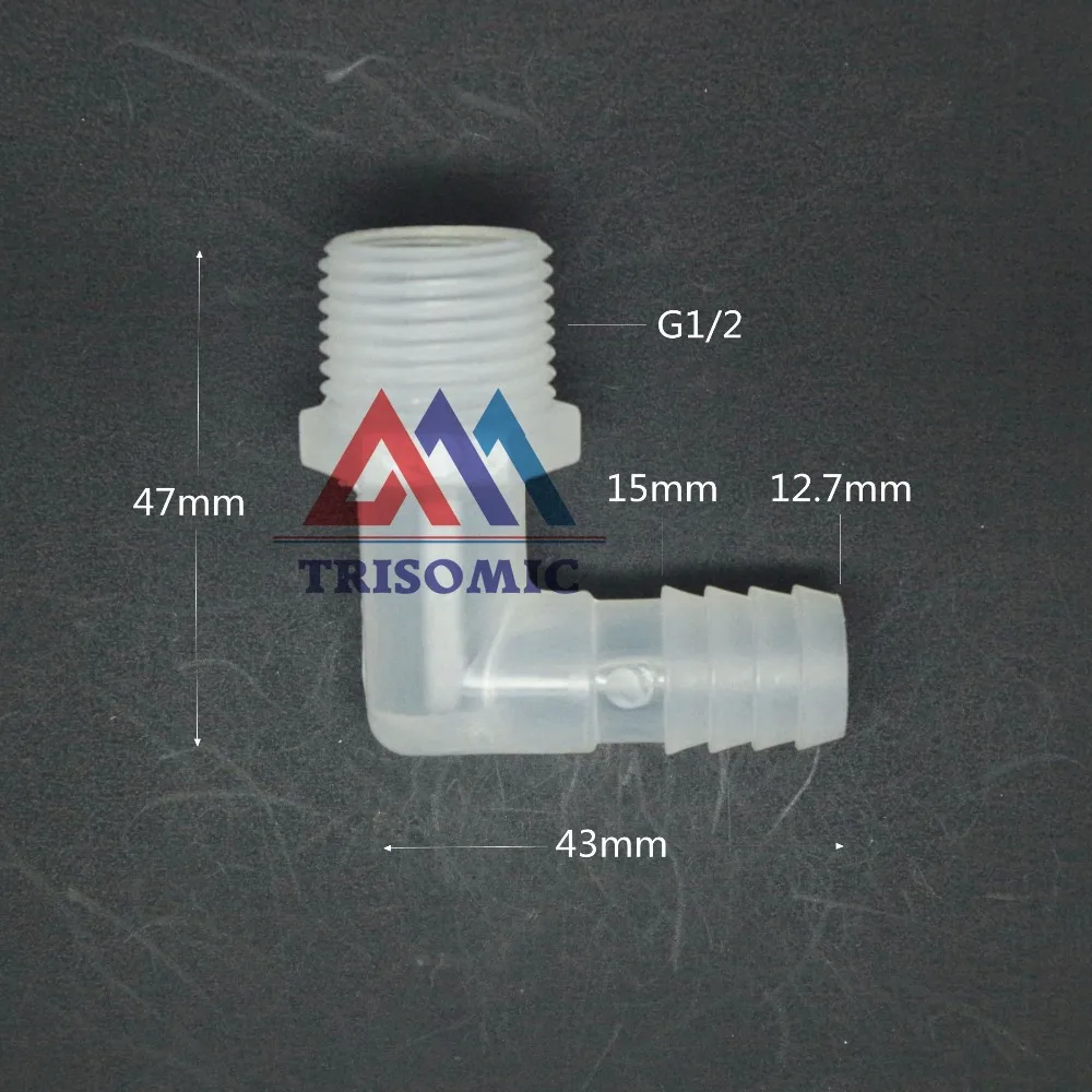 

12.7mm*G1/2 Elbow screw thread type Connector Tube Joiner Material PP Plastic Fitting Tank Airline acid and alkali resistant