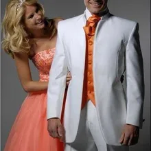 Лучшие костюмы индивидуальный дизайн Белый Жених Смокинги друзей жениха Мужские свадебные костюмы костюм для шафера(куртка+ брюки+ жилет+ галстук