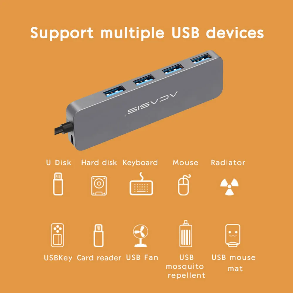 Kobwa USB 3 0 концентратор ультра тонкий алюминиевый 4 порта адаптер для MacBook Pro ноутбук