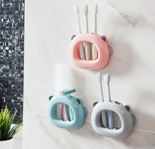 3pcs Creative Wall suction cup Hooks Tooth Brush organizer Toothbrush Holder Space saving