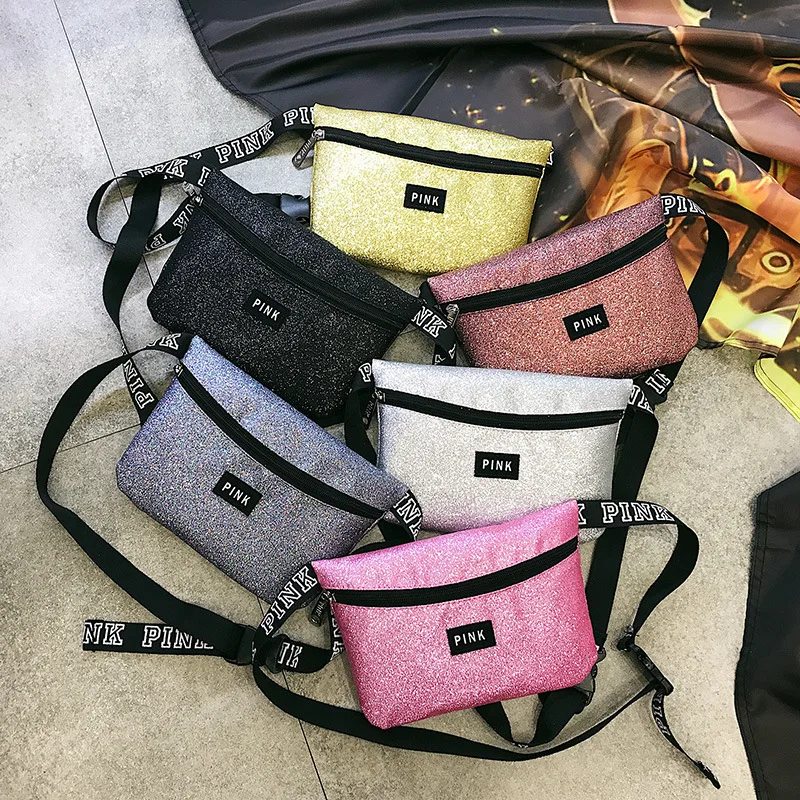 

2019 New Pink Fanny Pack Love Girl Waterproof Sequin Heuptas Waist Bag Mini Women Bum Beach Pockets Pouch Belt Phone Bag