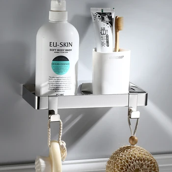 

Bathroom Accessproes Set 23cm Shower Gel Rack Gold Bathroom Shower Shelf with Hook Double Soap Dish 304 Stainless Steel Polished