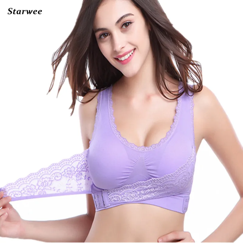 Для женщин Push-Up Bra Lace Bralette бесшовные спинки сексуальный бюстгальтер с застежкой