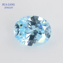 Tamanho 2x3 15 15x20mm forma oval corte 5a luz seablue cz pedra pedras sintéticas zircônia cúbica para jóias atacado frete grátis