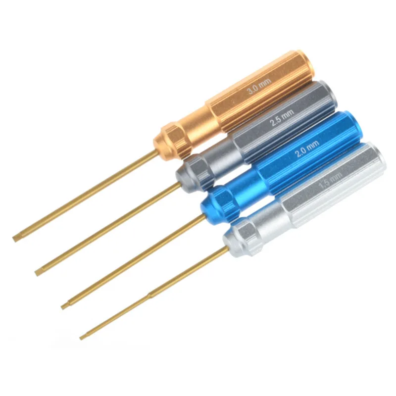 

4PCS 1.5MM 2.0MM 2.5MM 3.0MM Hex Screwdriver Color Titanium Alloy Steel Hexagon Screwdriver Set Allen Driver For RC Car