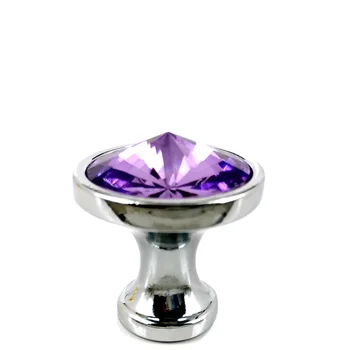 

10pcs Novelty 30mm Purple Crystal Glass Diamond Shape Cupboard Knob Drawer Pull Kitchen Bedroom Furniture Handle