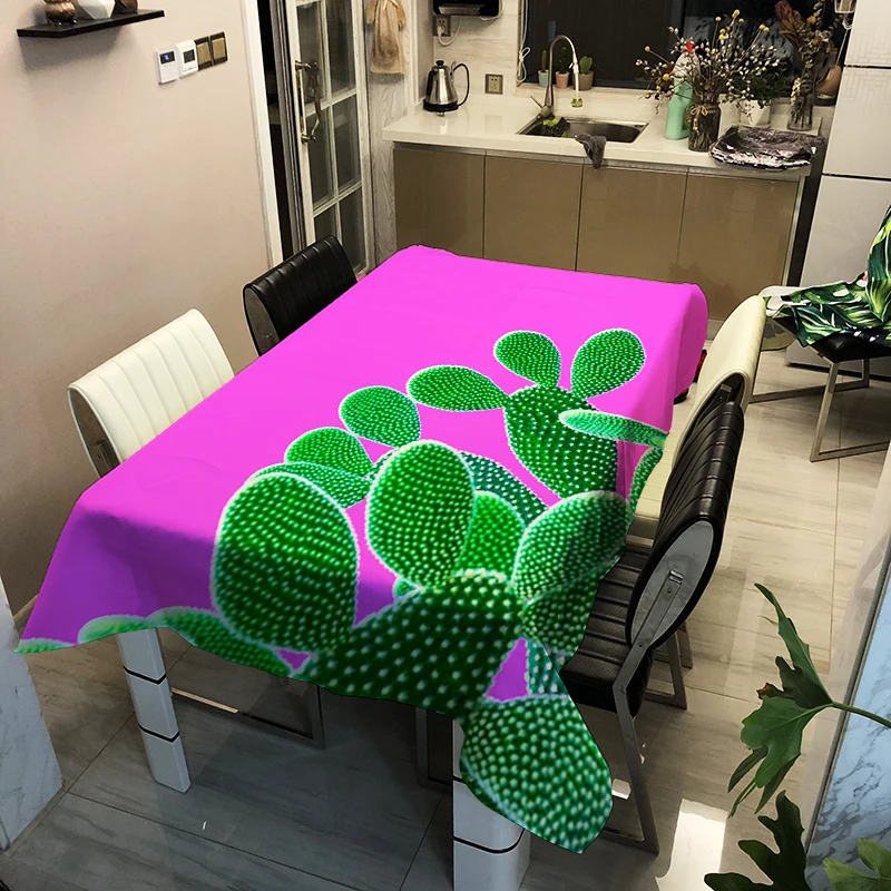 

3d Tablecloth Digital Printing Cactus Pattern Polyester Waterproof Table Cloth for Wedding Party Table Cover