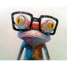 Симпатичные Красочные очки frog.40 x 50 см, живопись по номерам, DIY, стены искусства, украшения гостиной, пейзаж, фигура, животное, цветок, мультфильм