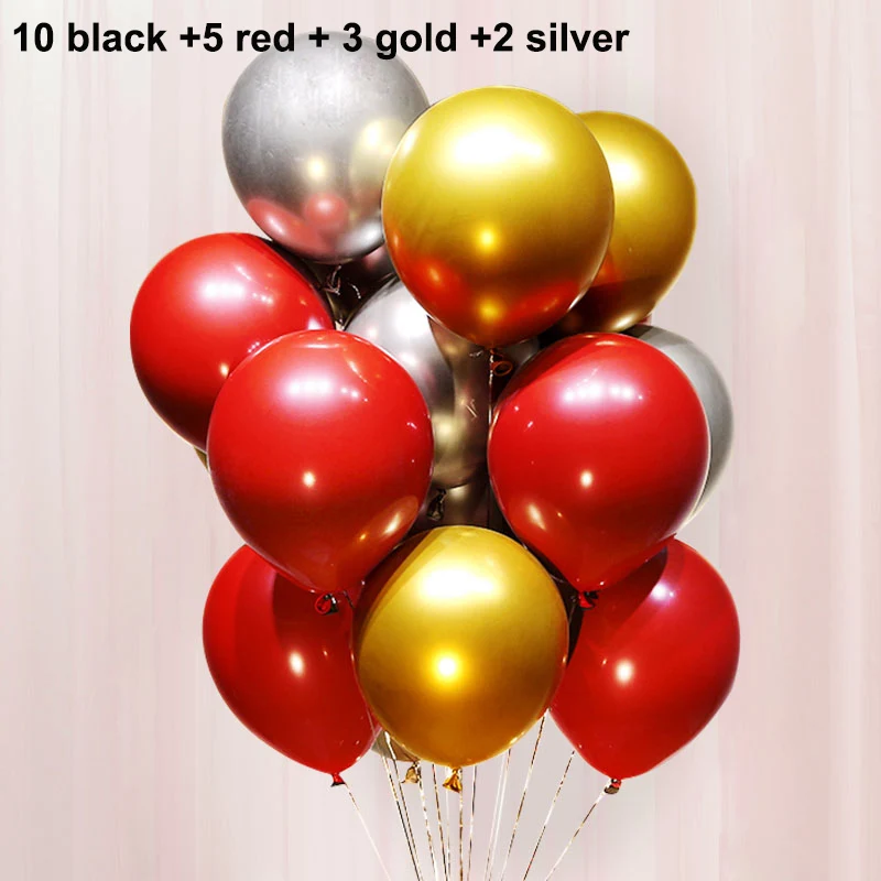 Свадебные украшения 10 Рубиновый Красный шар новые глянцевые металлические латексные шары хромированные металлические шары украшение для дня рождения для взрослых - Цвет: 10B 5R 3G 2S