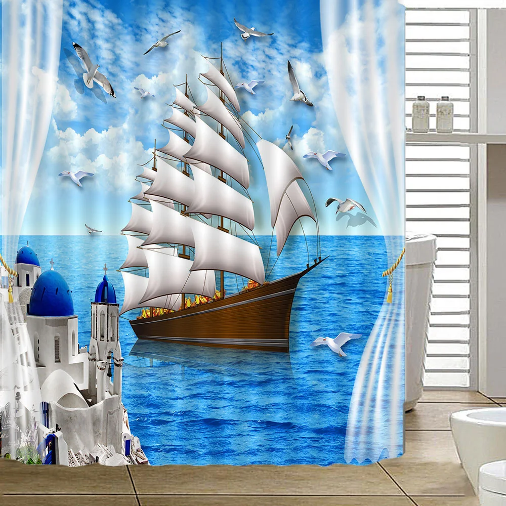 Boat Shower Curtains Waterproof Women Bathroom Products showers curtain