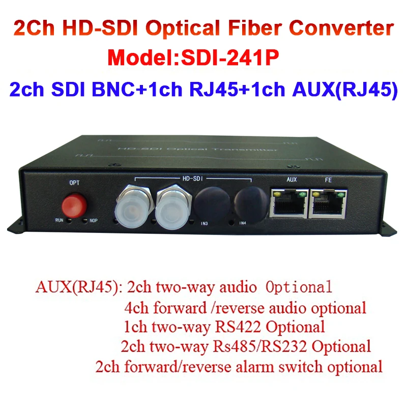 2CH HD-SDI Аудио Видео Волоконно-оптический media converter с 1ch 10/100 Ethernet 20 км FC/SC Порты и разъёмы