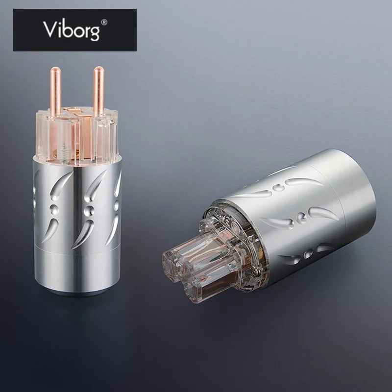 

Viborg Transparent IEC Audio Connector EU Speaker Power Plugs Aluminous Shell 1 Pair 250V Ac Power Cord Plugs For HIFI Speaker
