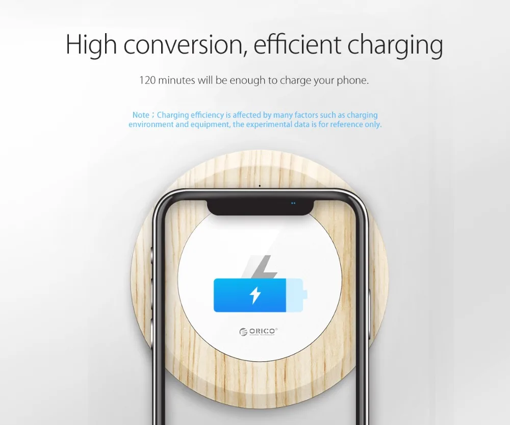 ORICO Qi Беспроводное зарядное устройство Быстрая зарядка быстрая Беспроводная зарядная площадка с бесплатным зарядным приемником для iPhone X 8 Plus samsung huawei