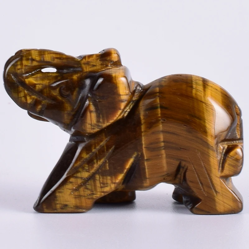 Natural stone and crystal Elephant Figurines 2 Inch Tiger Eye Mini