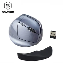 Rechargeable Optical Wireless 2.4G Computer Vertical Mouse Ergonomic 6 Buttons 2400DPI Mic with Mouse Pad For Laptop Desktop PC