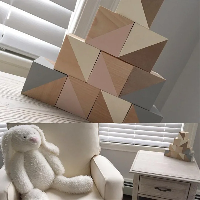 INS скандинавские деревянные блоки украшения игрушки деревянный строительный блок декоративные для детской комнаты реквизит для фотосъемки домашний декор фигурки