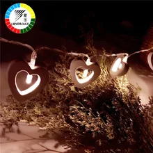 Coversage Фея деревянное сердце 10 Led батарея Елочная гирлянда Рождественское украшение Занавес Волшебные Праздничные огни