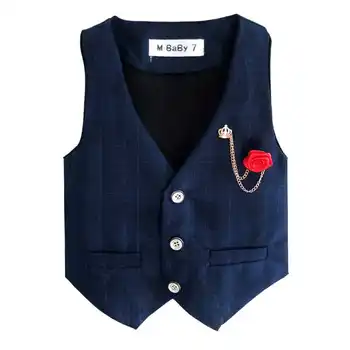 

Boys Formal Vest New Spring And Autumn Children Gentleman England Plaid Vest Flower Boys School Party Waistcoats Cosume