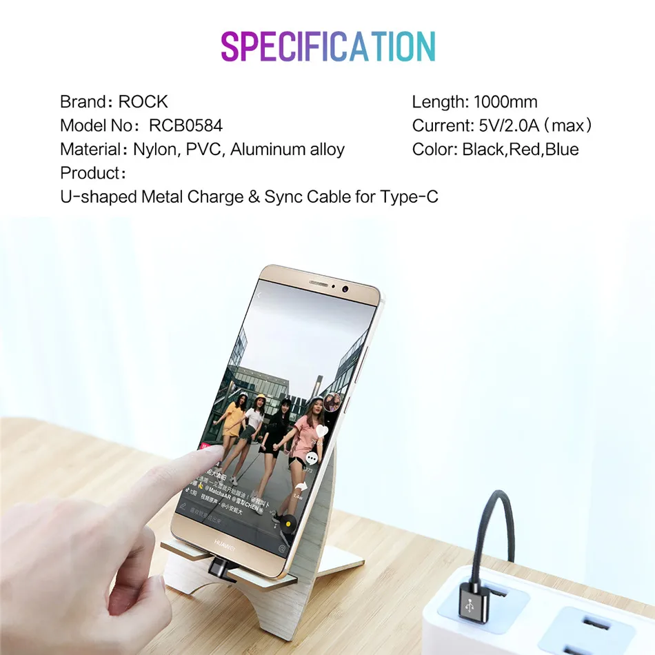 ROCK usb type-C кабель игровой кабель для samsung Galaxy S9 S8 Plus Note 8 C шнур 2.1A Быстрая зарядка type-C кабель для синхронизации данных