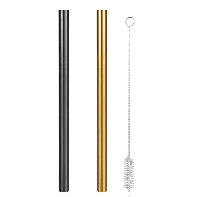 Extra Wide Straw Reusable Stainless Steel Drinking Straw Metal Straw For Smoothies Tapioca Pearls Milk Tea Juice Bar Tools hybrid C