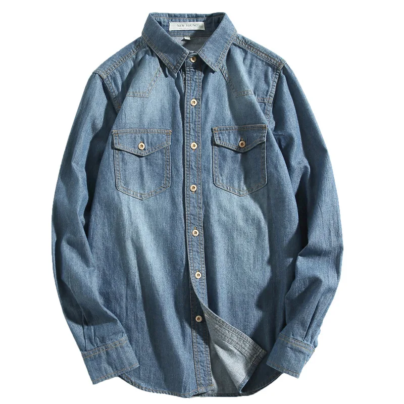 2022 Rustic Mens Denim Shirt Long 