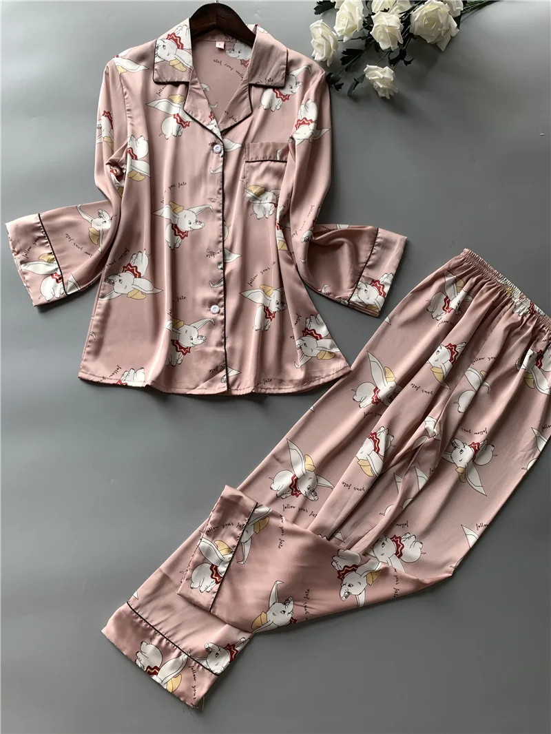 Lisacmvpnel печати модные женские туфли пижамный комплект с длинным рукавом, с тонкой ткани, костюм с кардиганом, одежда для сна
