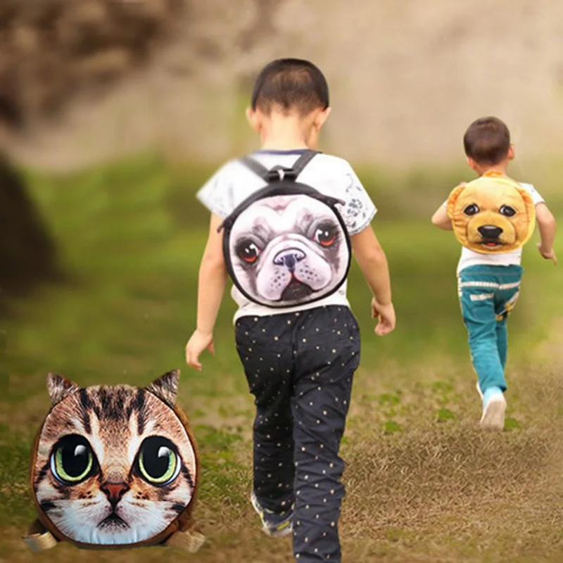 Children School Bags Cute 3D Animal Cat Dog Schoolbag For Girls Casual Kids Women Shoulder School Book Bag Mochila Escolar