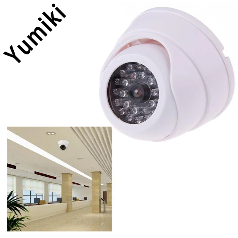 Yumiki внутренняя модель камеры-пустышки Поддельные IP наблюдения для видеонаблюдения купольная камера w/мигающий красный светодиодный свет FC