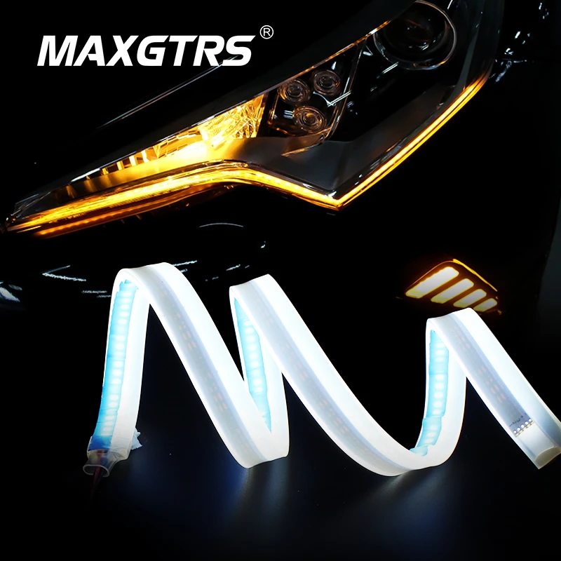 2x 60cm DC 12V DRL DayTime Running LED Yellow Flexible Tube Headlight Audi Style 2x 60cm DC 12V DRL DayTime Running LED Yellow Flexible Tube Headlight Audi Style