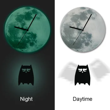 

Funlife(TM) Owl Swinging on the Glowing moon Wall clock,Pendulum Clock Home Decor,Quartz Silence for Bedroom,30cm12"