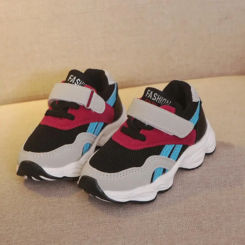 HaoChengJiaDe/Детская спортивная обувь для мальчиков и девочек; Весенняя амортизирующая подошва; дышащие детские кроссовки в стиле пэчворк; детская обувь для бега - Цвет: Синий