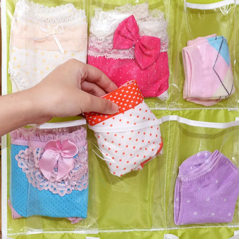 Explosions 16-grid Storage Bag Hanging Bag For Underwear Panties Socks Hanging Storage Consolidation Storage Home Supplies