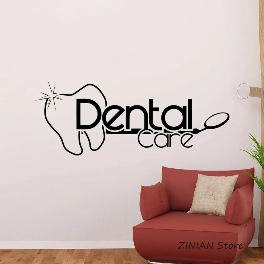 

Teeth Stomatology Wall Decals Clinic Dentist Logo Tooth Vinyl Sticker Home Decor Kids Bedroom Bathroom Dental Care Stickers Z042