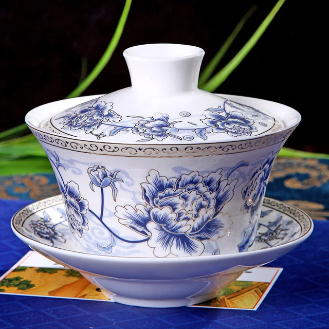 Chinese Tea Set Gaiwan Porcelain,Traditional Kung Fu Tea Set Tureen