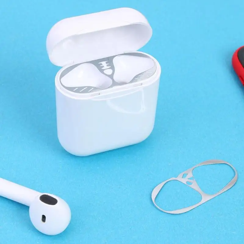 Внутренняя металлическая Пылезащитная наклейка для Apple AirPods чехол внутренняя накладка