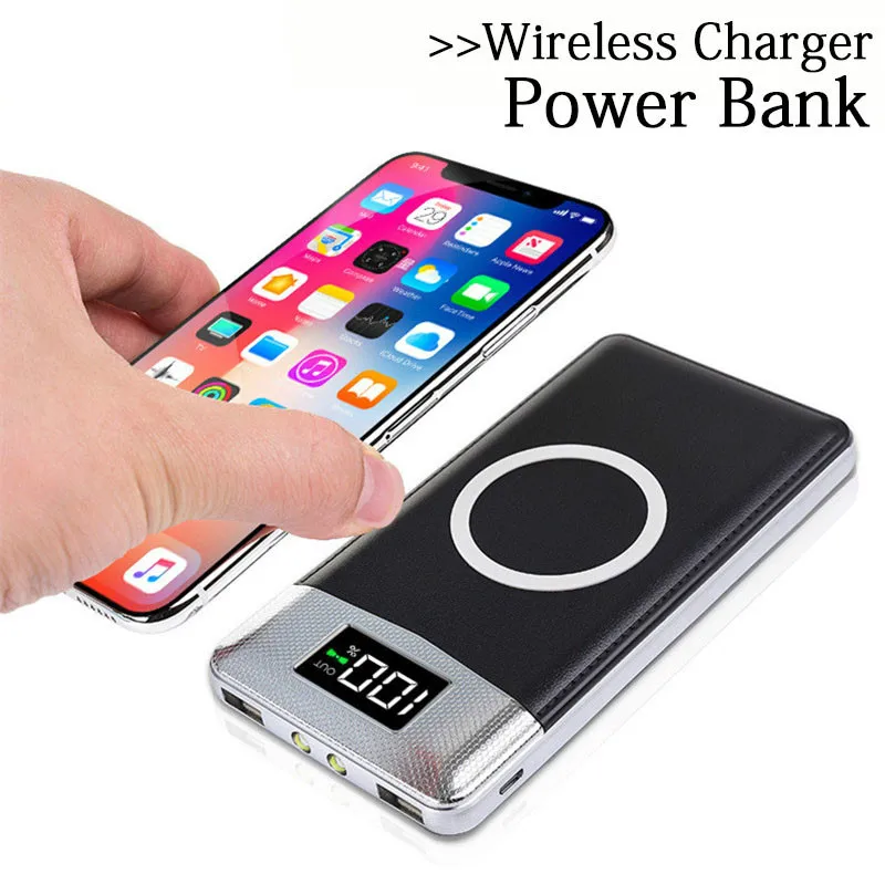 

30000mah Power Bank External Battery Bank Built-in Wireless Charger Powerbank Portable QI Wireless Charger For iPhone Samsung
