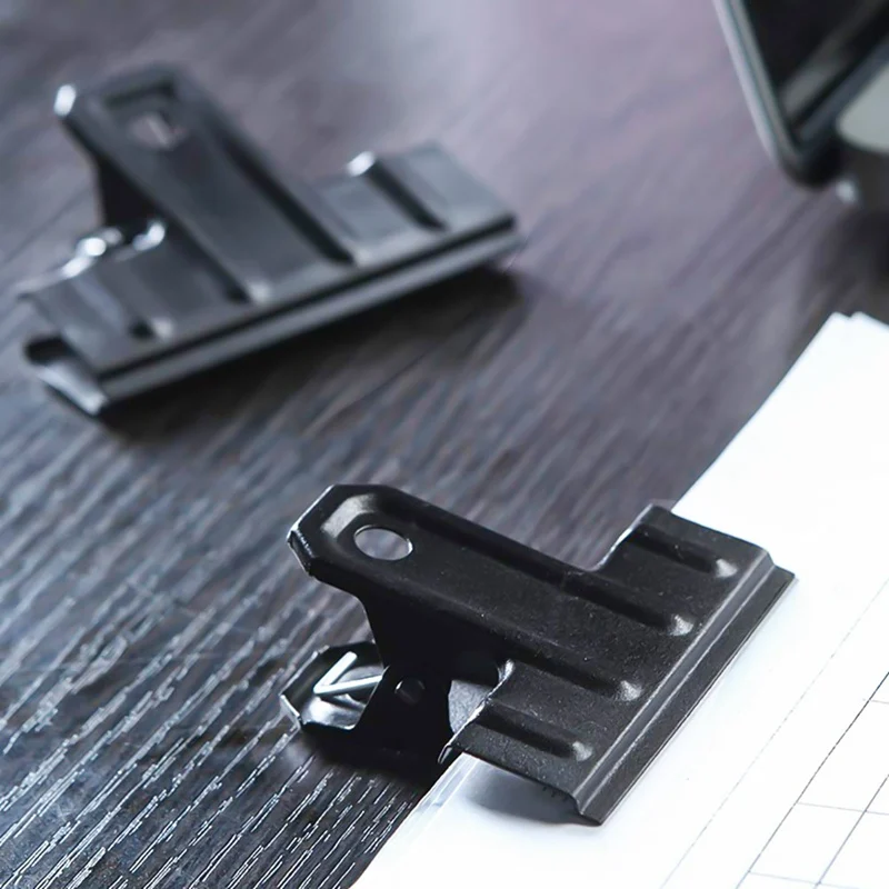 10Pcs New Paper Clip 7.5cm Foldback Metal Binder Clips Black Grip Clamps Office School Stationery Paper Document Clips