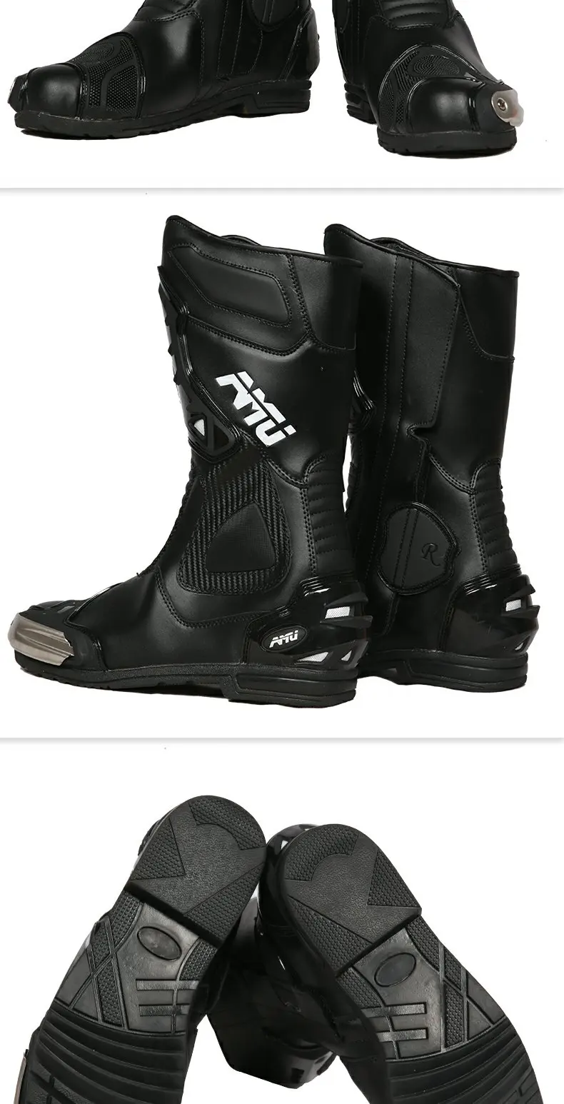 AMU мотоциклетные защитные ботинки для мотокросса, мотокросса, грязи, байкерских ботинок, беговые Водонепроницаемые кожаные ботинки