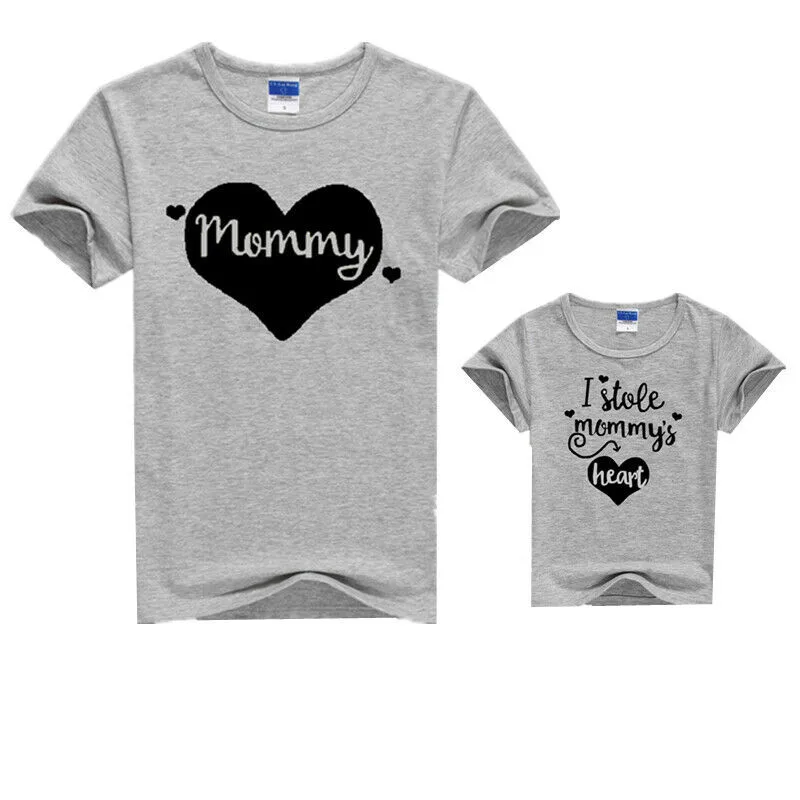 

Summer Family Matching Clothes Tshirt Women Son Daughter Mum Print Letter Tops Kids Baby Girl Boys Casual Outfits