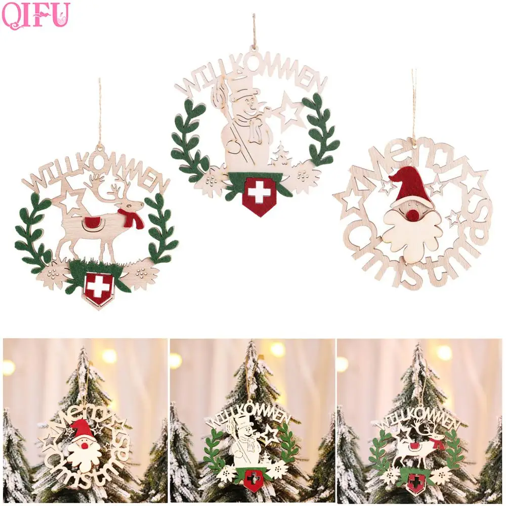 QIFU рождественские деревянные украшения для дома 2019 Navidad Noel декор рождественской