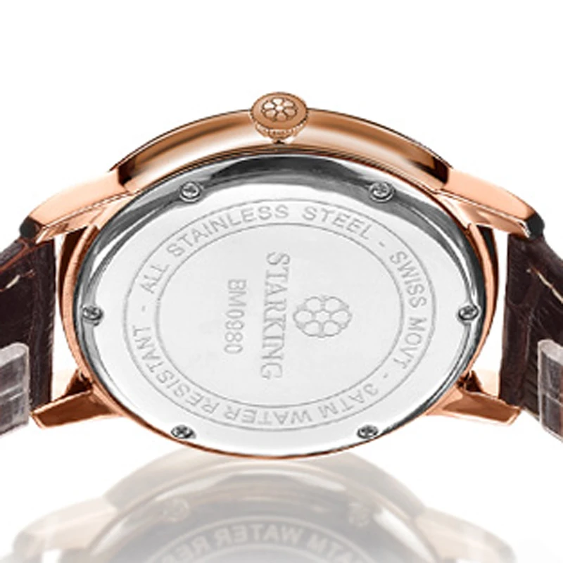 STARKING модные повседневные мужские наручные часы водонепроницаемые кожаный ремешок для часов люксовый бренд Мужские кварцевые часы Montres Hommes BM0980