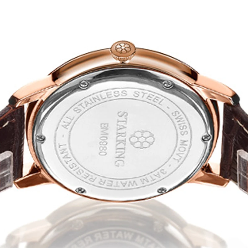 STARKING Fashion Casual Men's Wrist Watch Waterproof Leather Watchband Luxury Brand Males Quartz Clock Montres Hommes BM0980